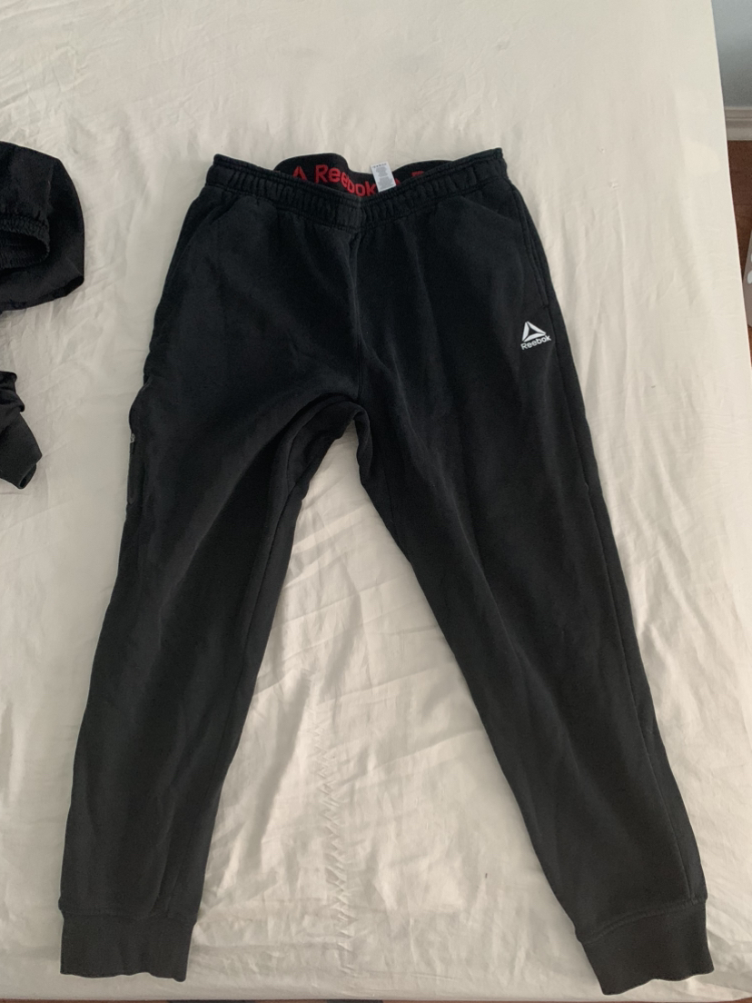 Large Black Reebok Sweatpants For Sale