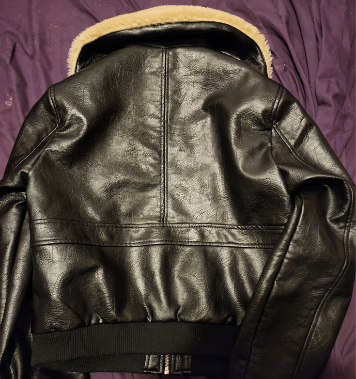 Women's Leather Bomber Jacket - Size L - photo 2