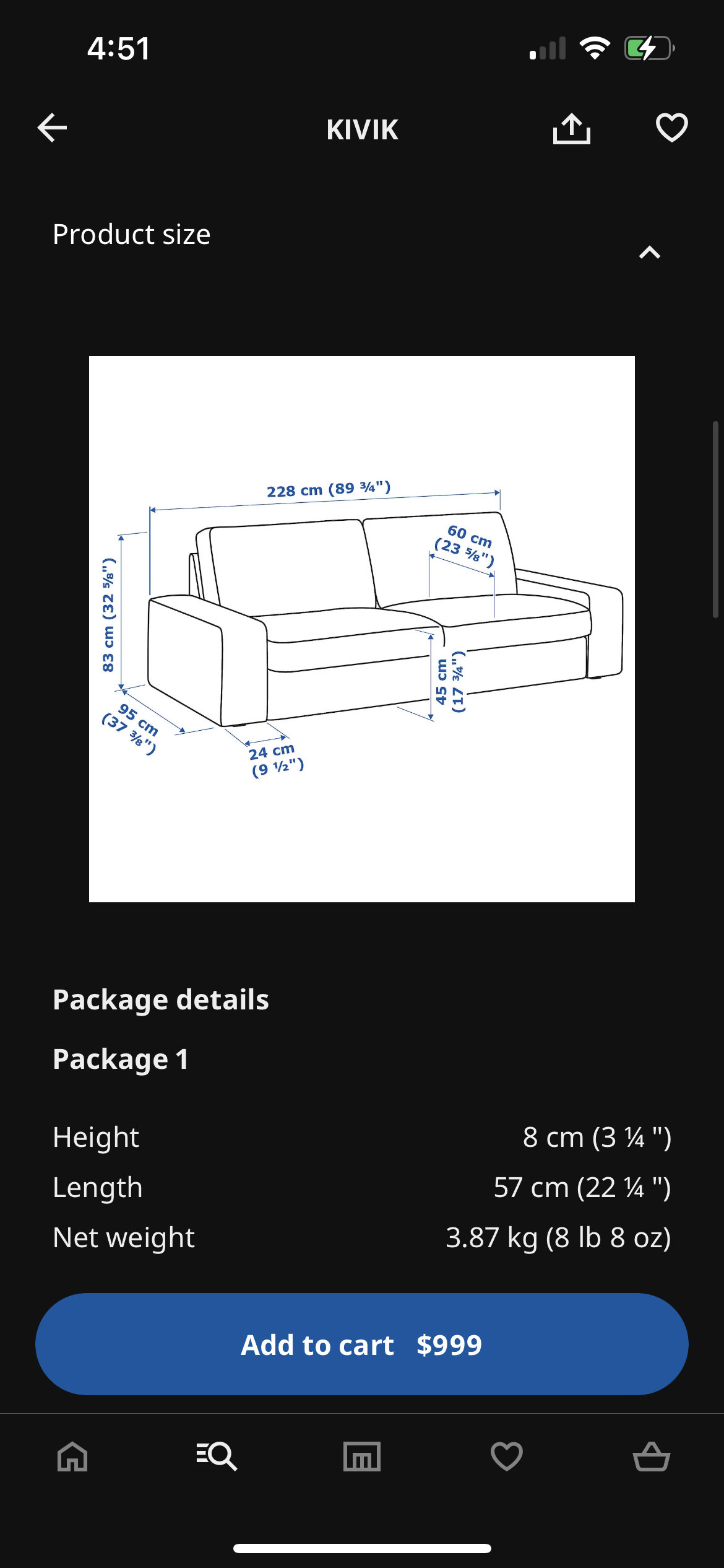 Ikea Kivik Sofa - Dark Grey - photo 3