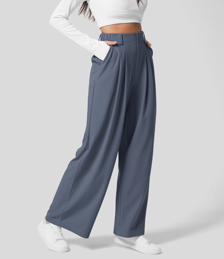 Halara High Waisted Wide Leg Palazzo Waffle Casual Pants
