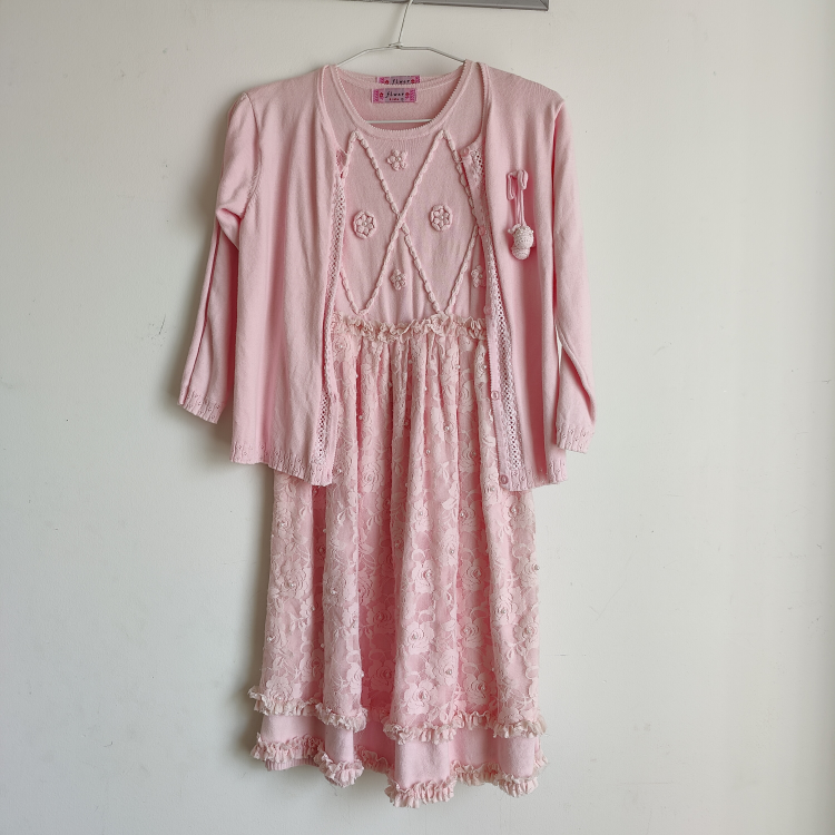 pastel pink dress+ matching small coat