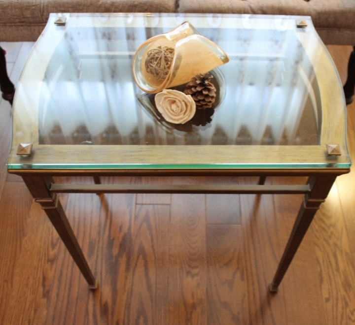 2 glass end tables