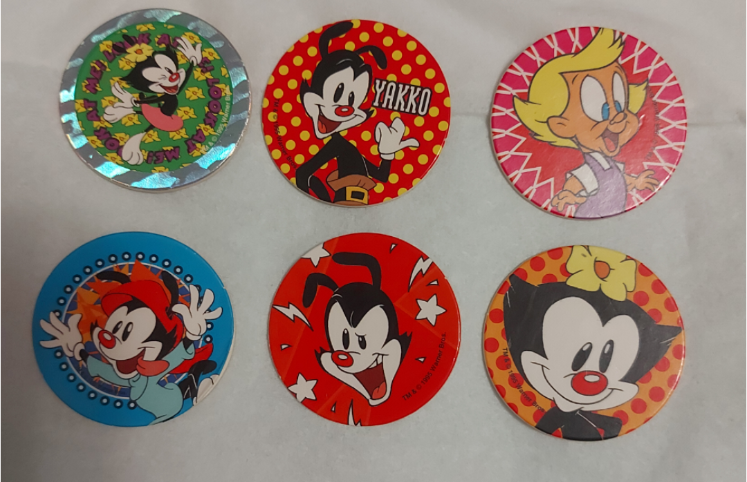 6 Vintage 1995 Animaniacs Pogs