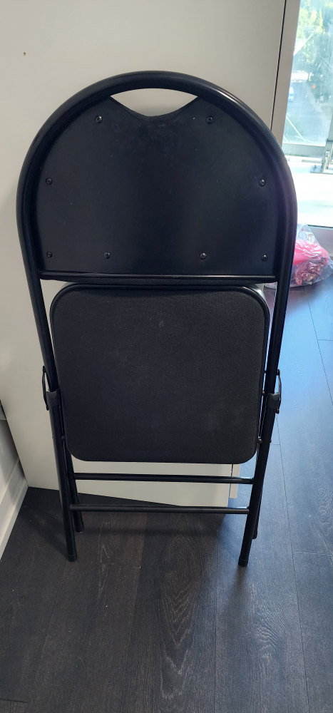 Padded Metal Folding Chair, Black - photo 4