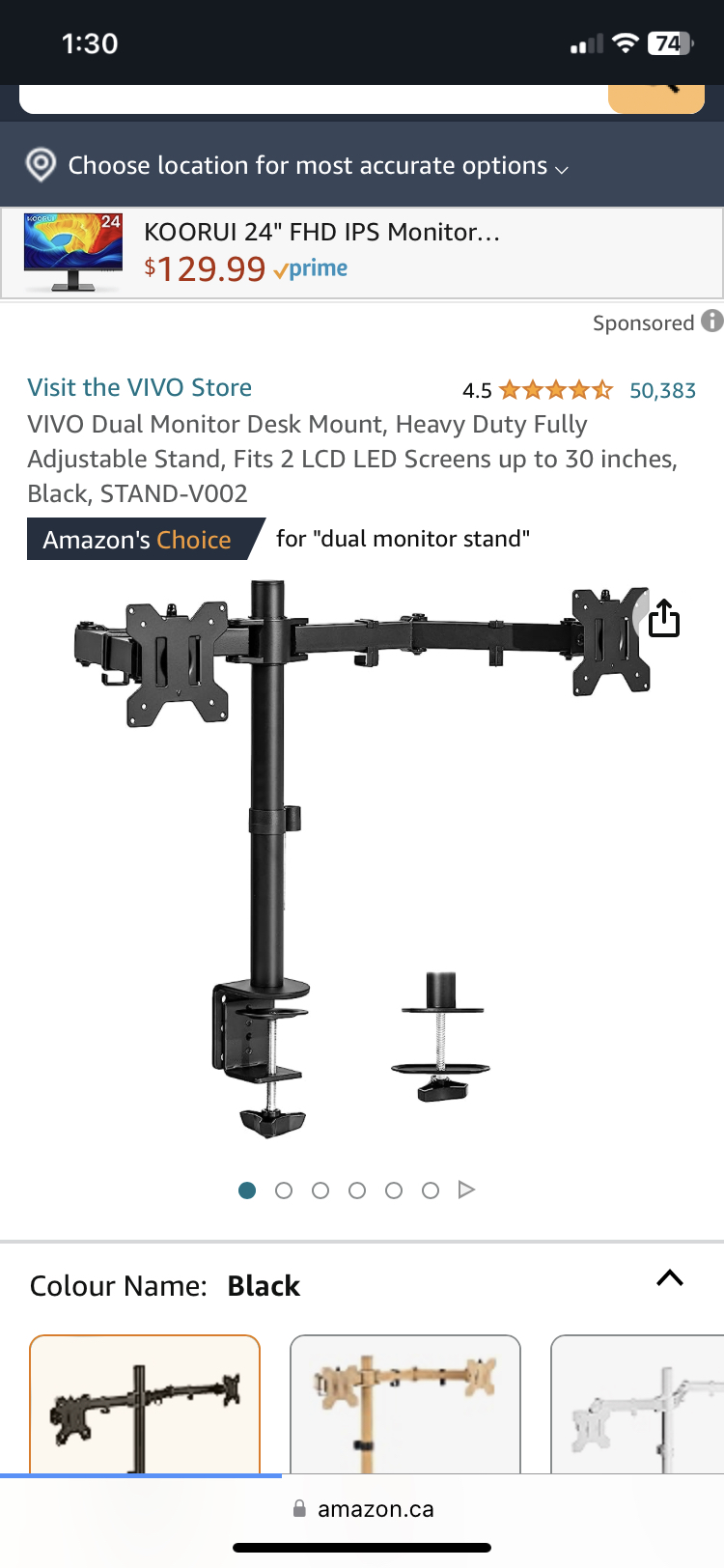 Dual monitor desk mount - like new