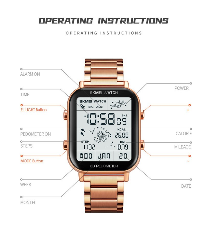 Watch Countdown Wristwatch Calendar Calorie Calculation Clock - photo 3