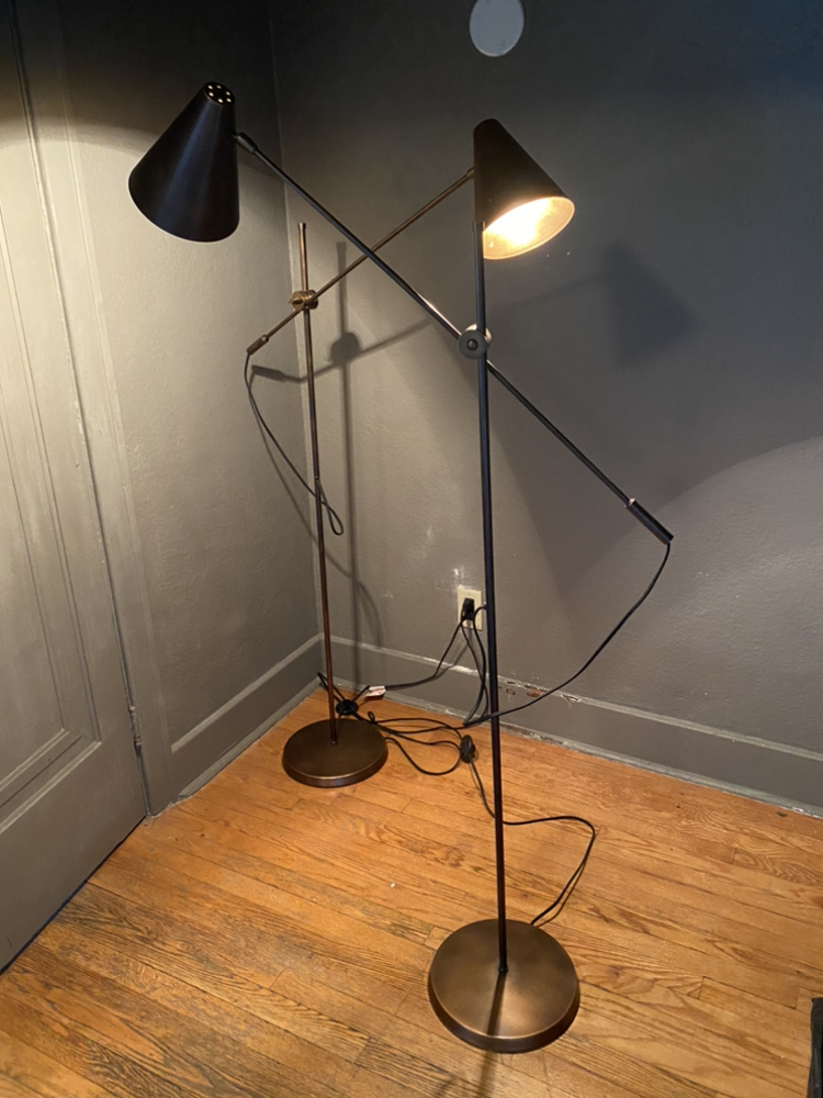 Restoration Hardware Brass adjustable floor lamps