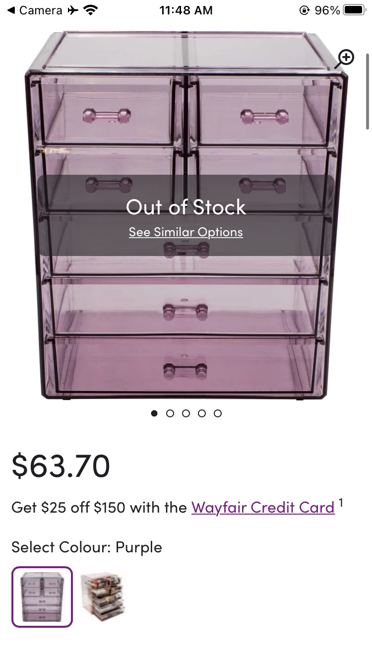 Acrylic 7 drawer makeup and beauty organizer in purple image indicator(3)