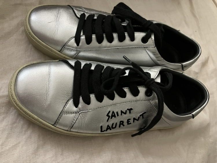 Saint Laurent YSL silver classic court sneakers size 38.5 thumbnail