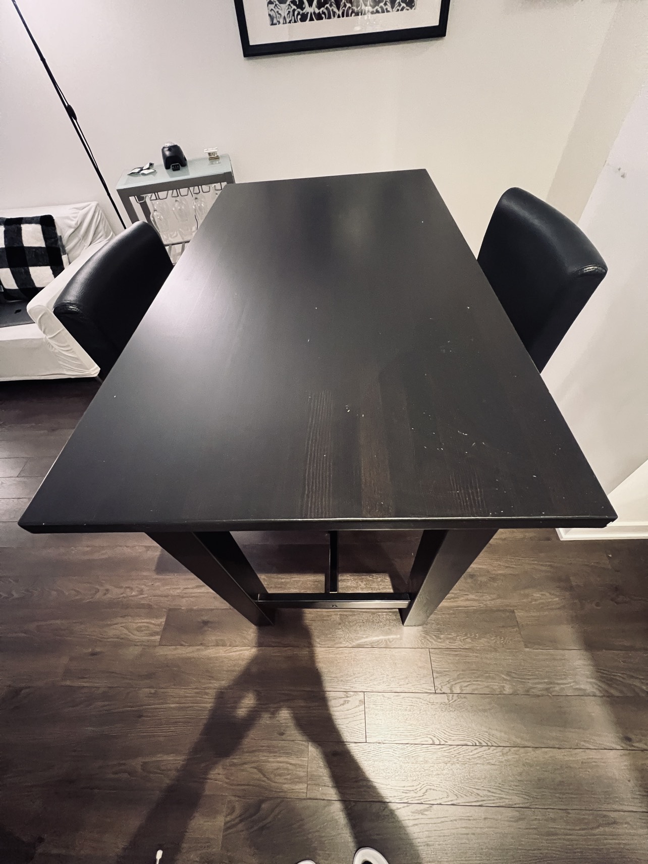 Bar Height Table + Leather Cushion Chairs