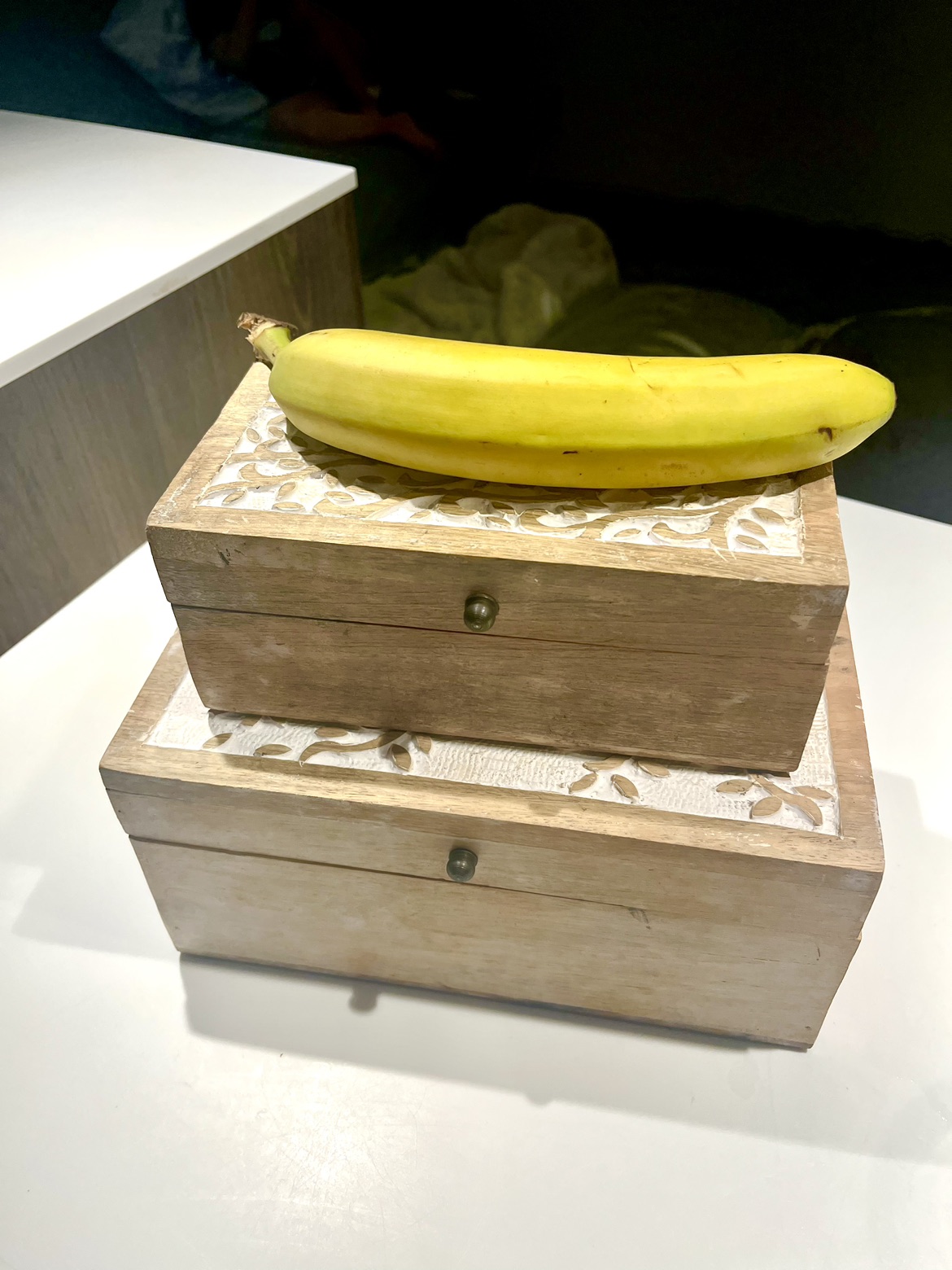 Two wooden carved trinket boxes with hinge used good condition image indicator(2)