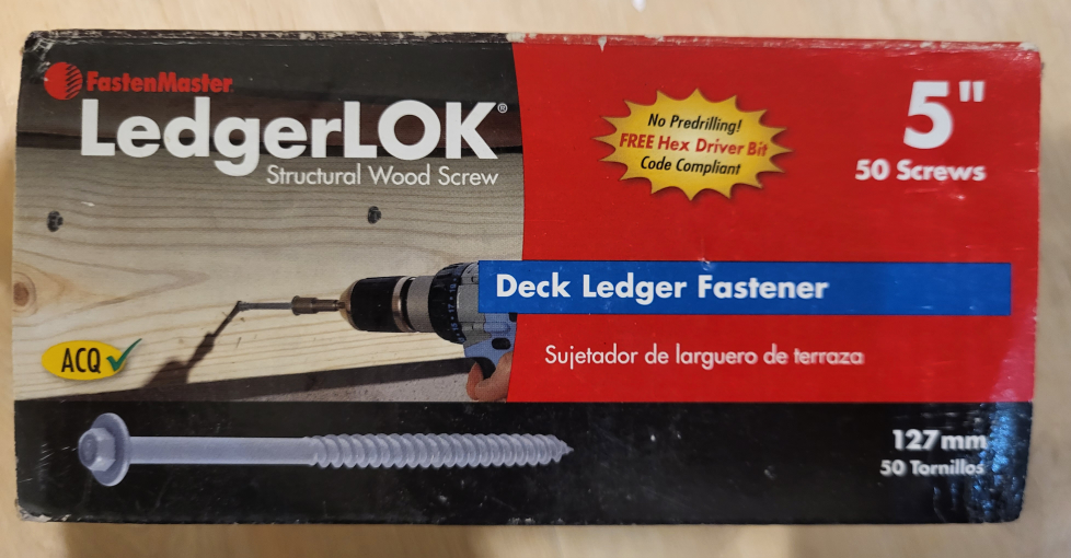 25, 5" deck ledger faster with hex bit. thumbnail