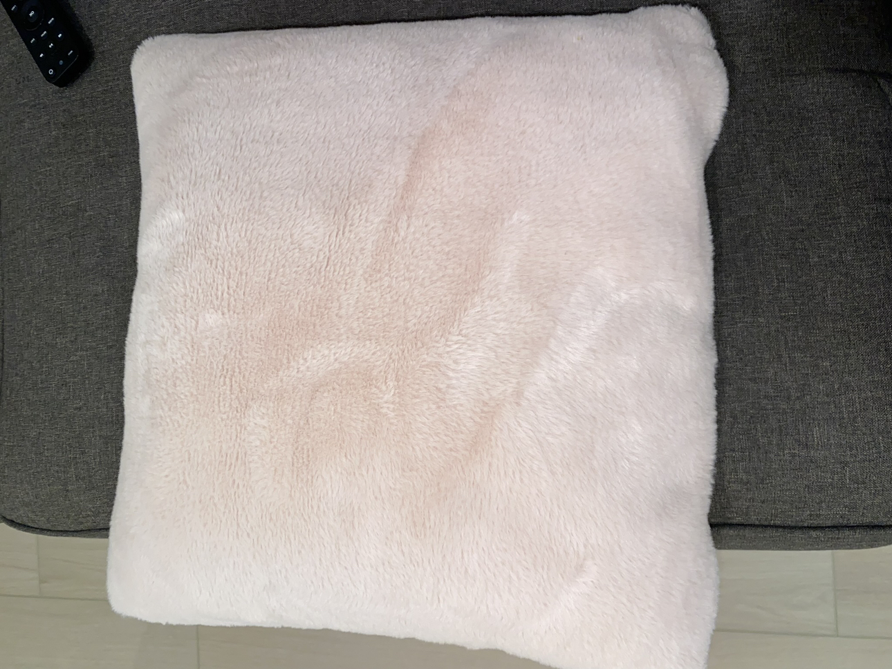 Fluffy light pink pillow and matching blanket