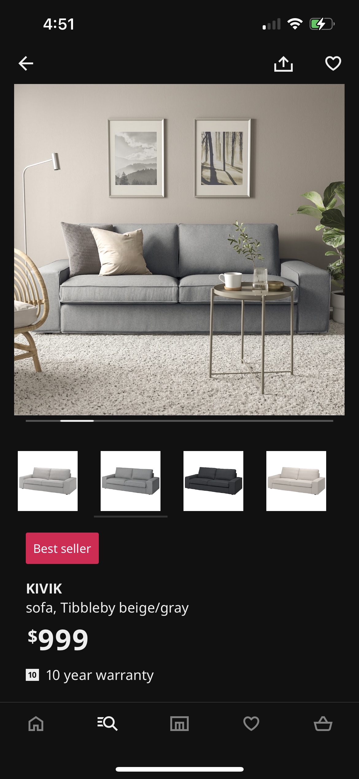 Ikea Kivik Sofa - Dark Grey - photo 4