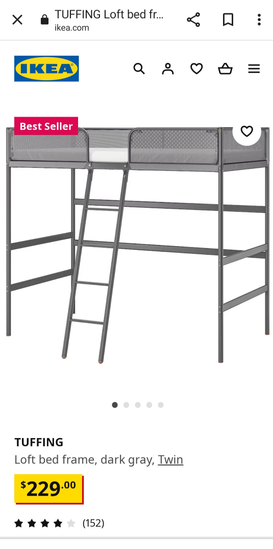 TUFFING Loft bed frame WITH Mattress, Twin image indicator(2)