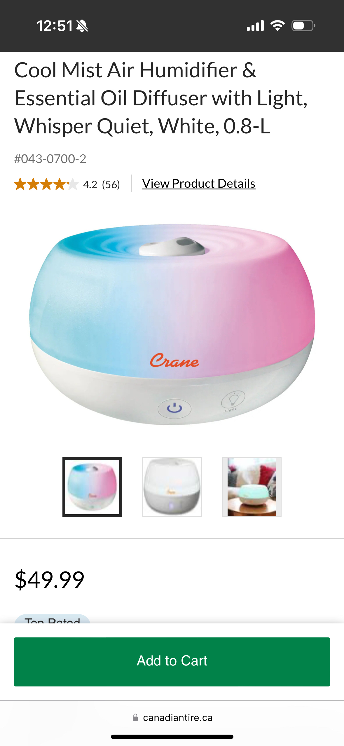 Cool Mist Crane Humidifier/Diffuser with Light - photo 3