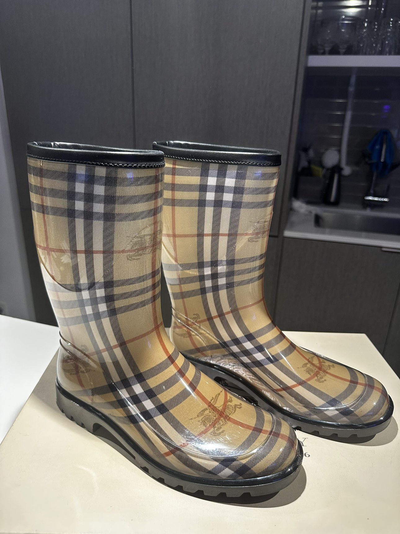 Burberry Haymarket Check Rubber Rain Boot - photo 2