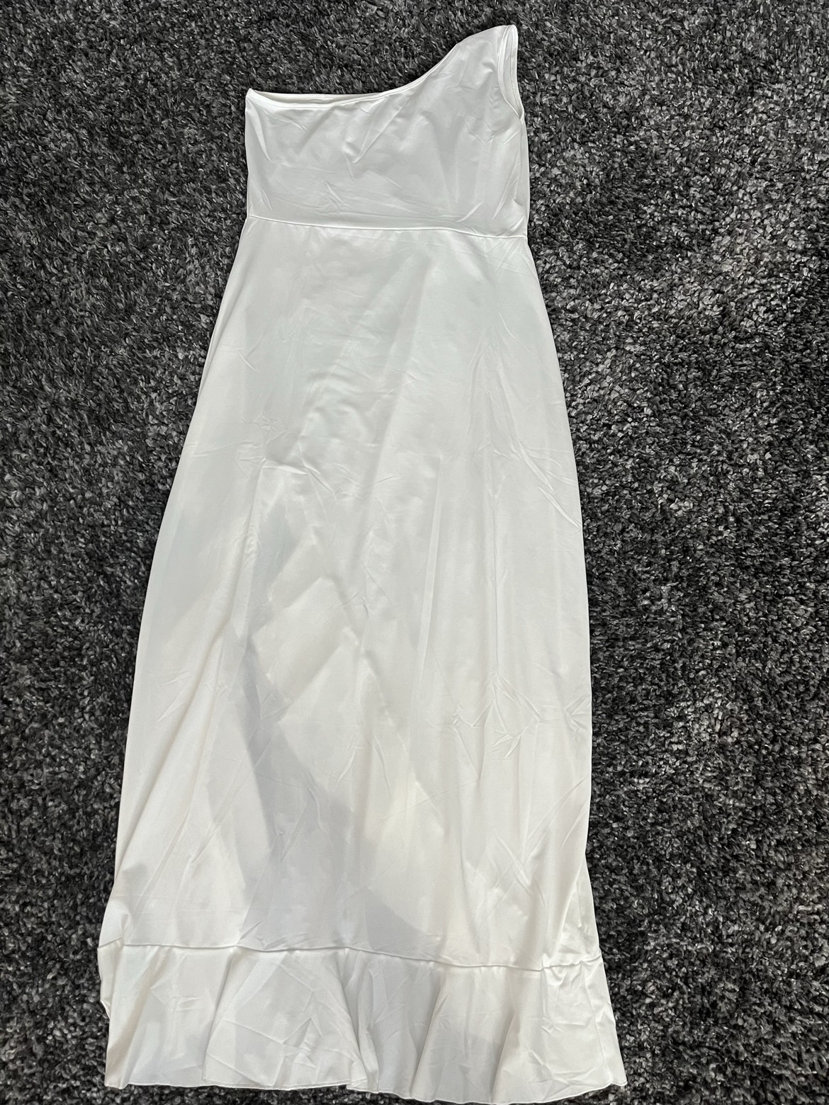 White Maxi Dress off shoulder Ruched Ruffle Evening Dress - XL image indicator(4)