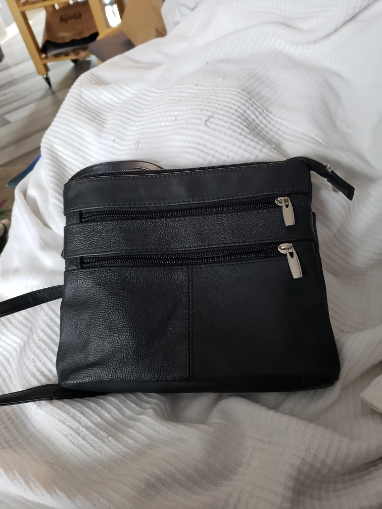 Black leather crossbody bag thumbnail