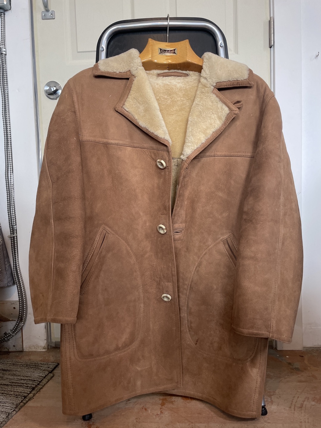 Men’s L suede and lamb winter coat - 70s thumbnail