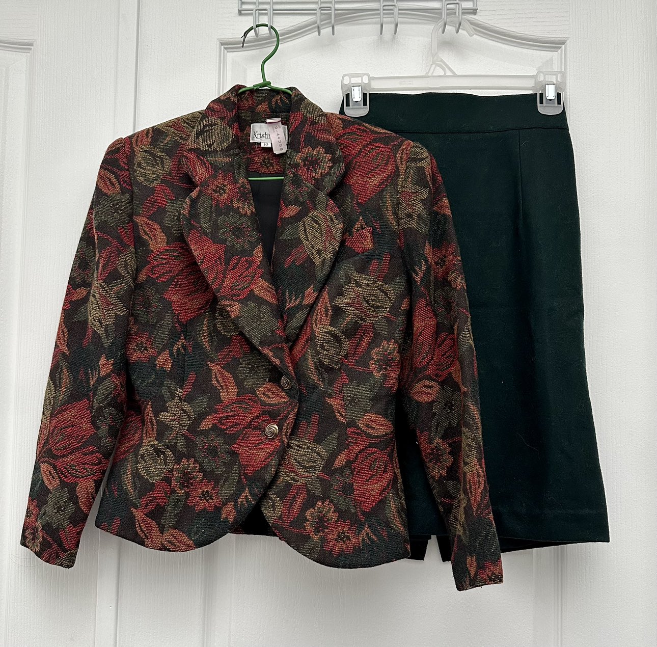 Kristina K Floral Printed Wool Suit, Size 10 image indicator(3)