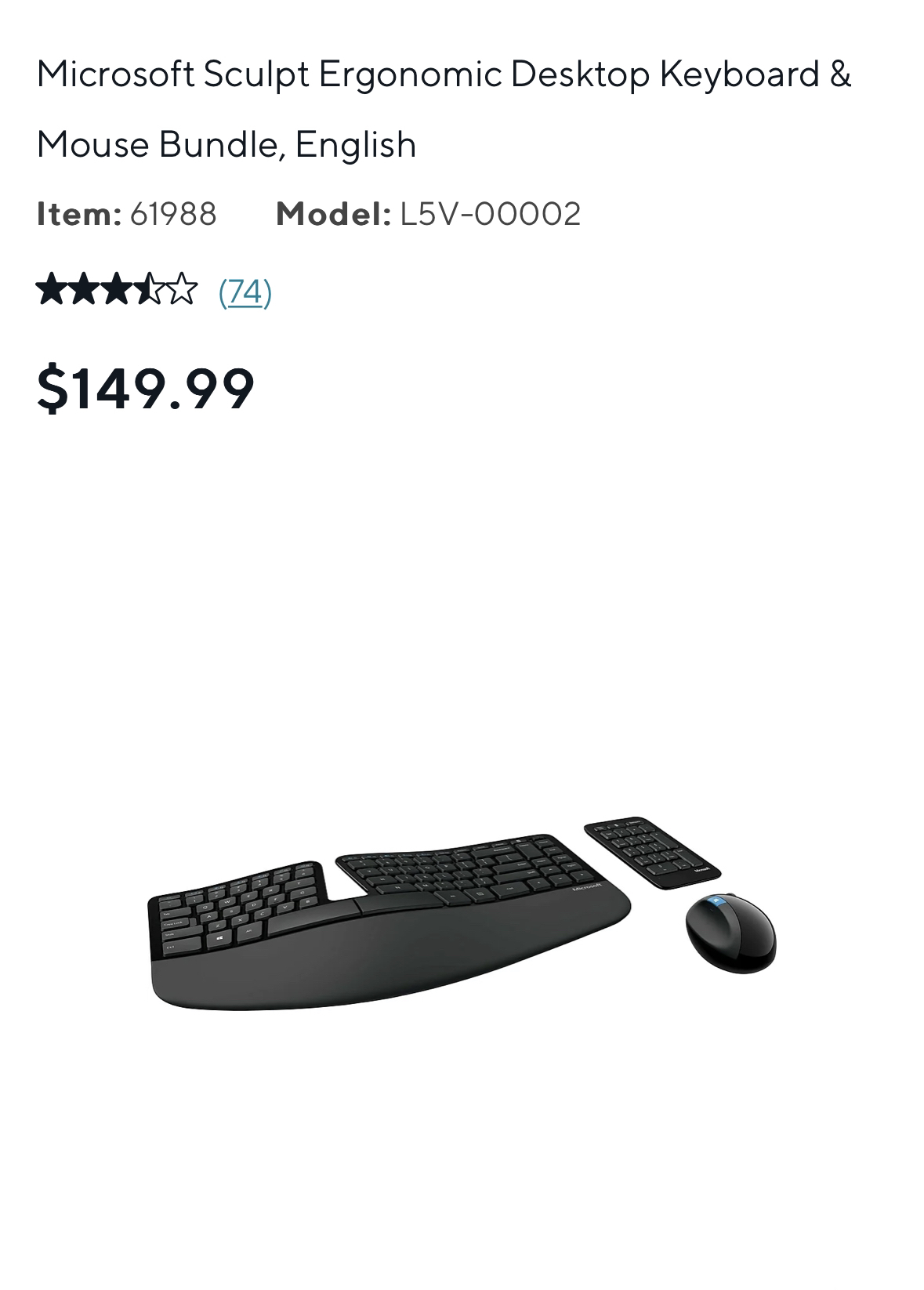 Microsoft Ergonomic Desktop Keyboard & Mouse Bundle, English - photo 4