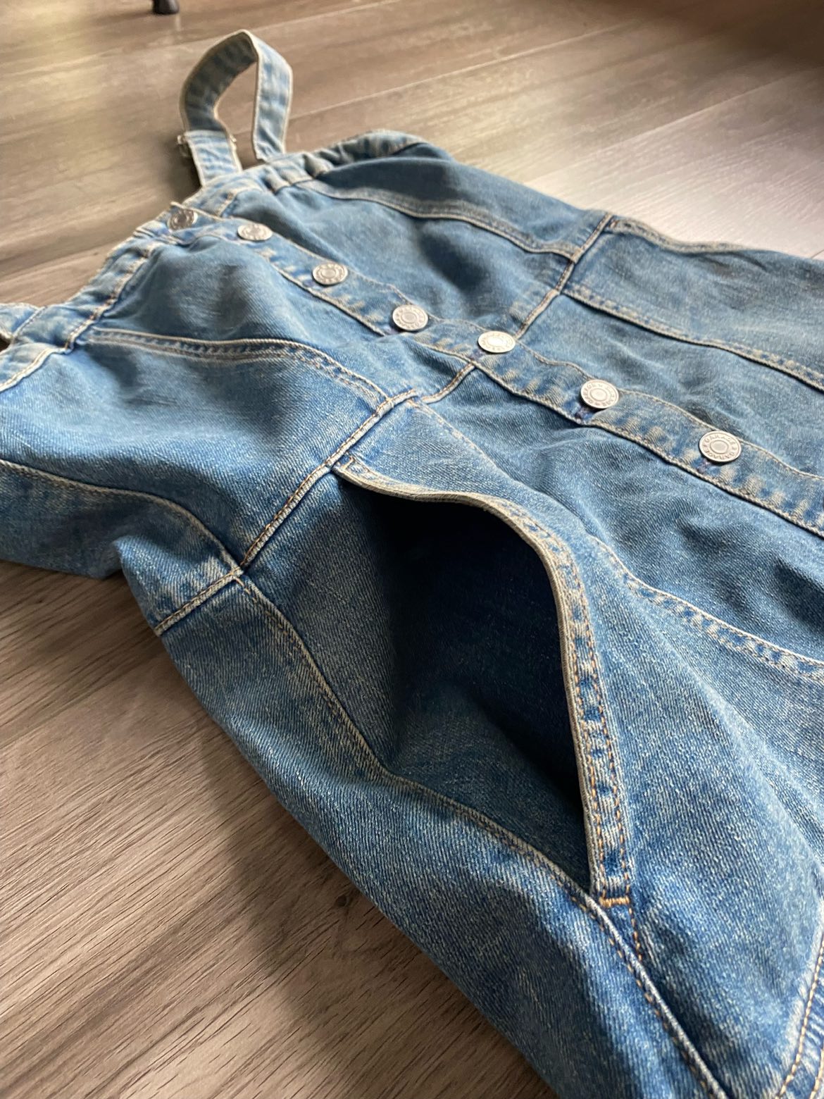 Denim overall style dress thumbnail