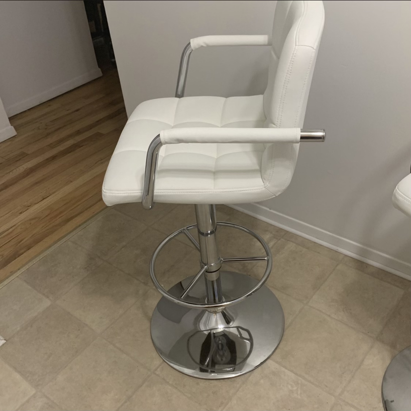 Set of Three Faux Leather White Bar Stools - photo 5