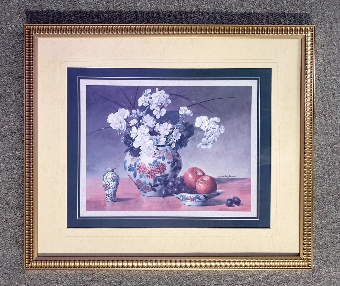 🦃 Free White Geraniums, Kitchen & Flowers 26" x 22" Print thumbnail