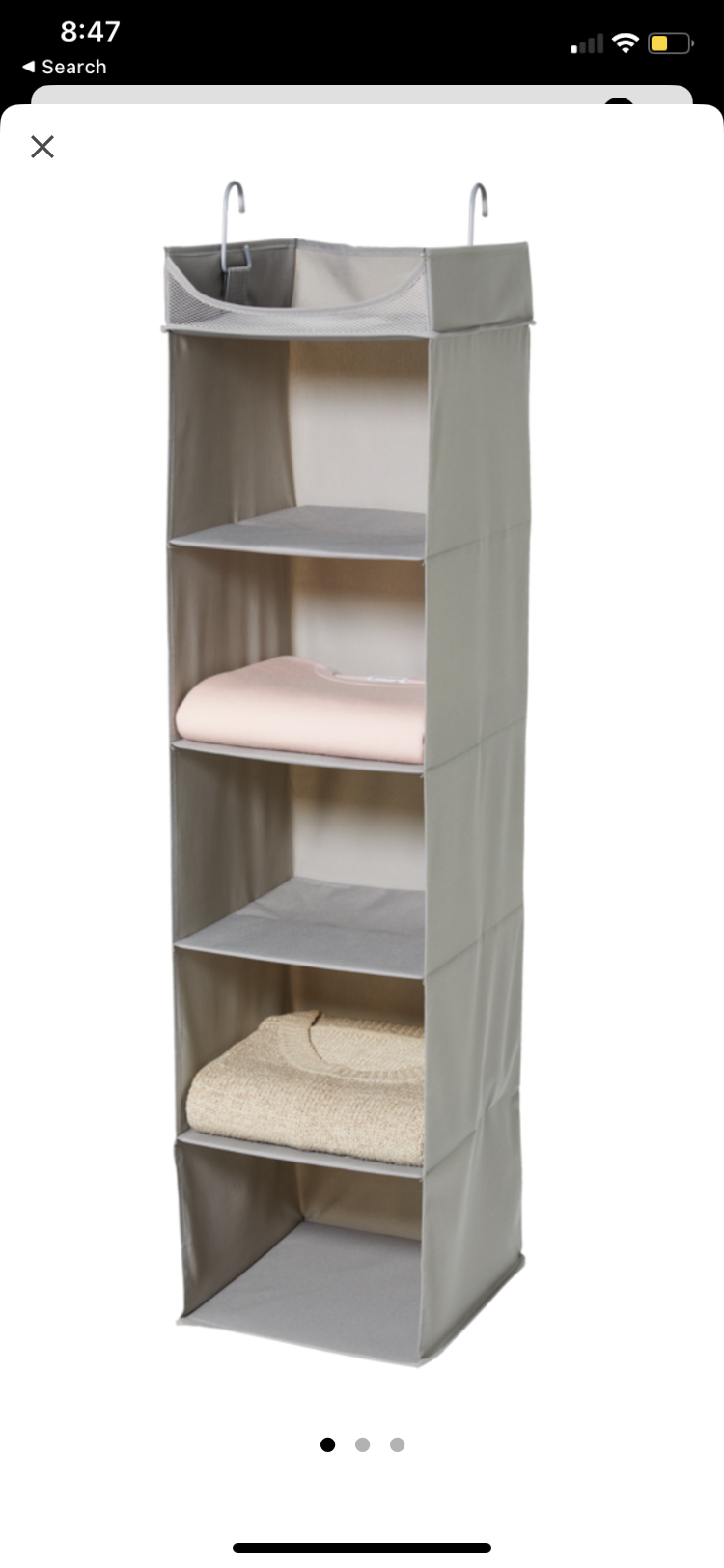 Type A hanging closet organizer thumbnail