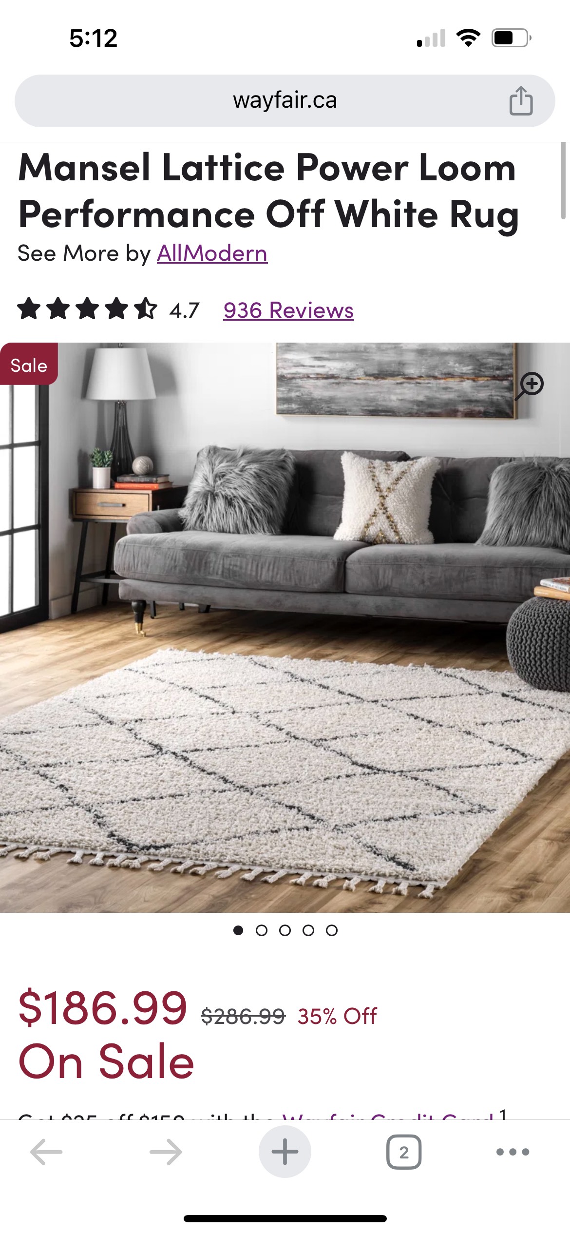 Wayfair area rug 5’3”x7’7” - photo 3