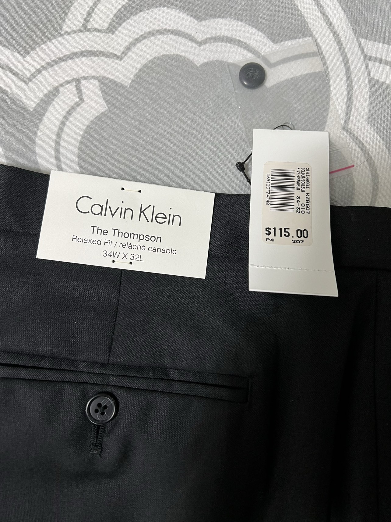 Calvin Klein men black dress pants 34W 32L - NEW! image indicator(3)