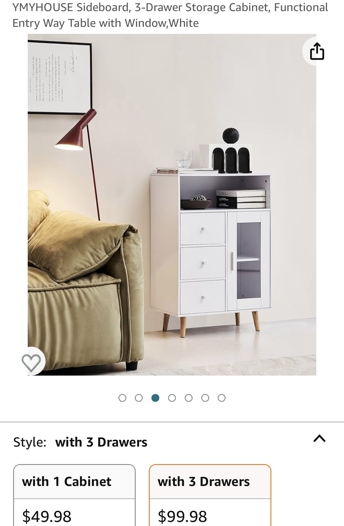 3 drawer white cabinet
