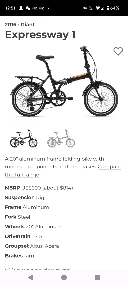 expressway 1 foldable bike thumbnail