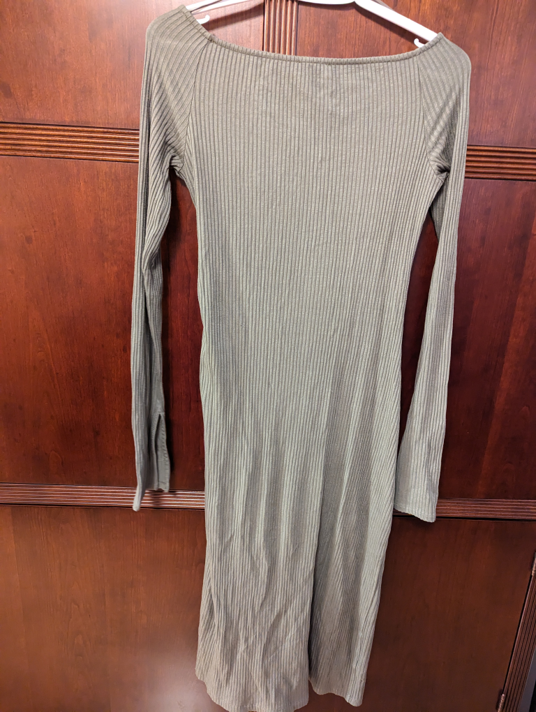 Long top with long slit ... greenish grey - photo 2