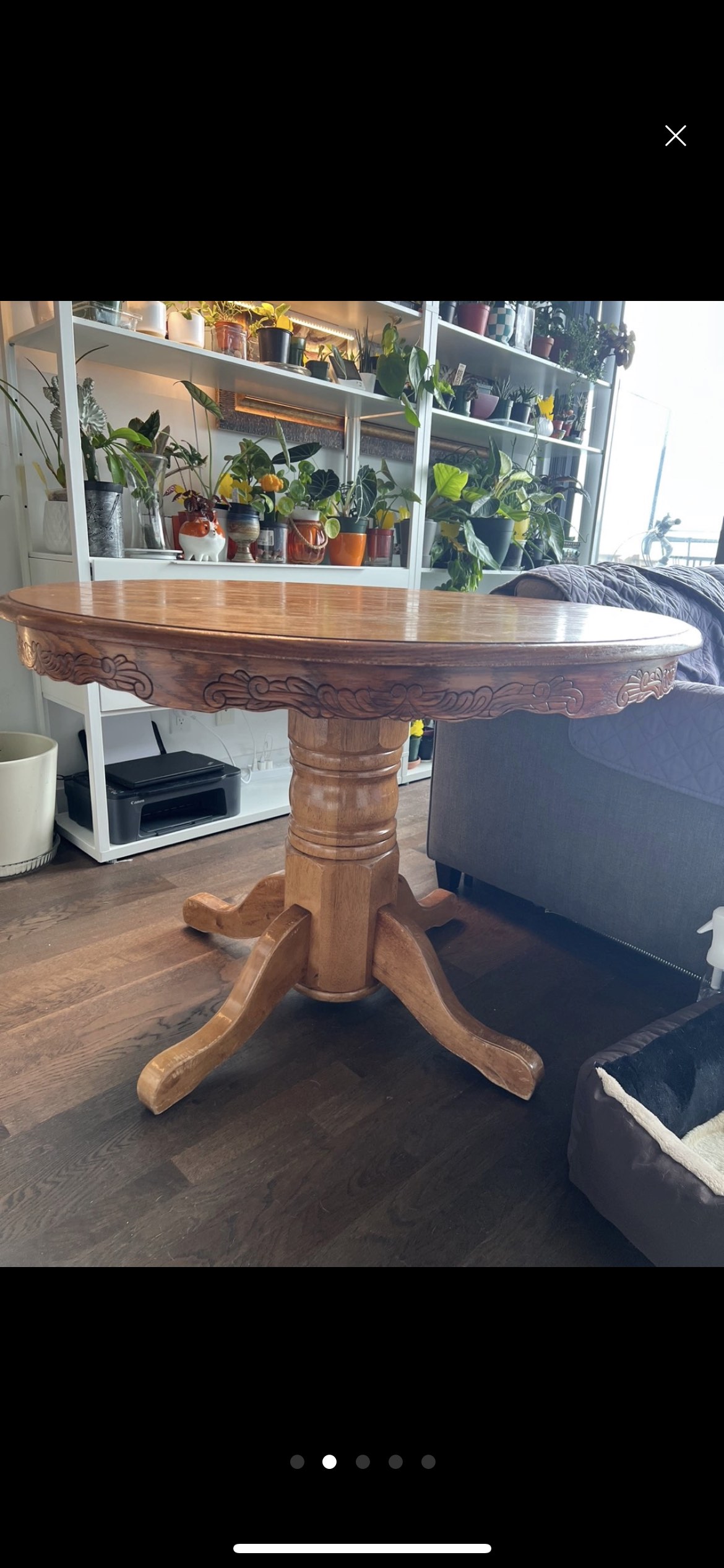 Antique solid wood extendable table thumbnail