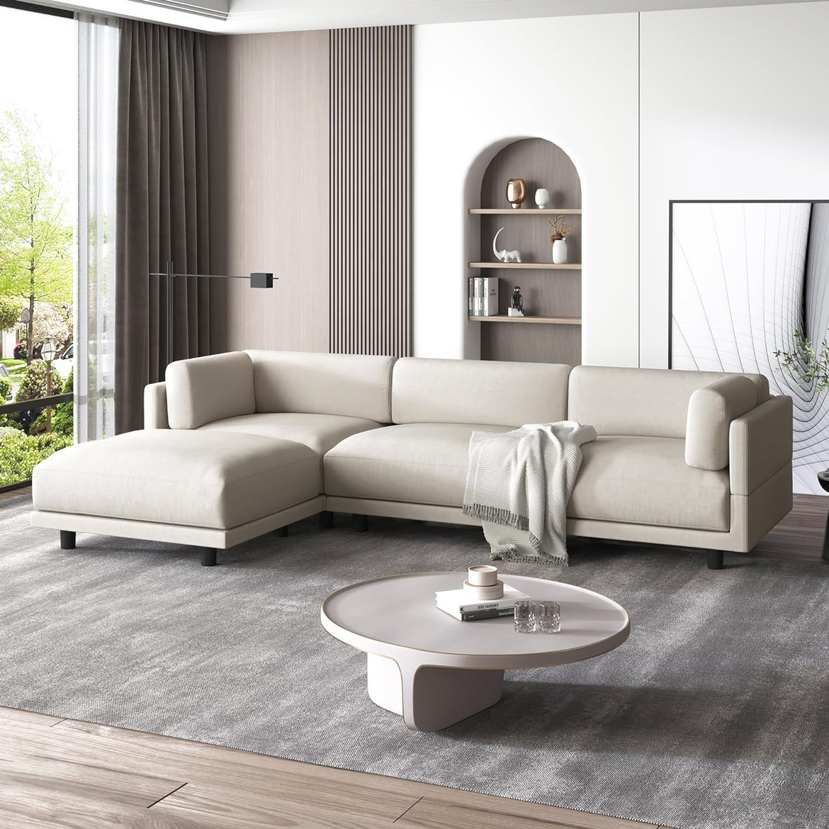 Sofa with Ottoman - Beige - photo 2