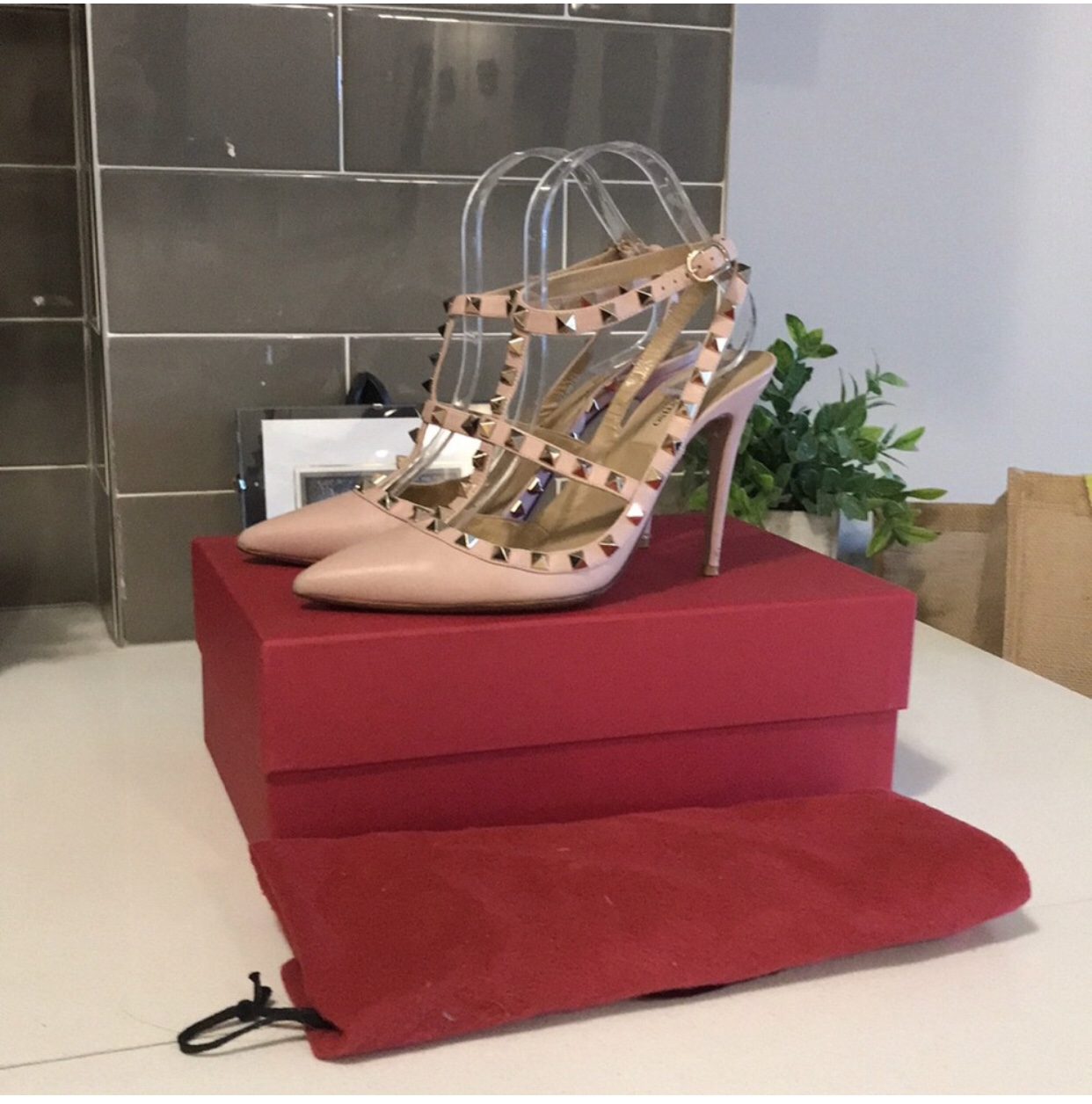Authentic matte pink Valentinos - size 38.5 - as is heels/scuffs