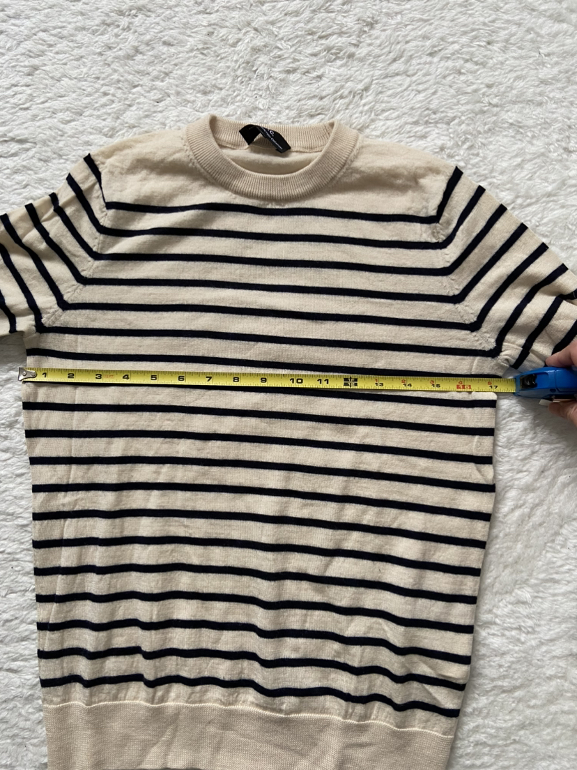 A.P.C. Navy stripe crew neck sweater size M image indicator(7)