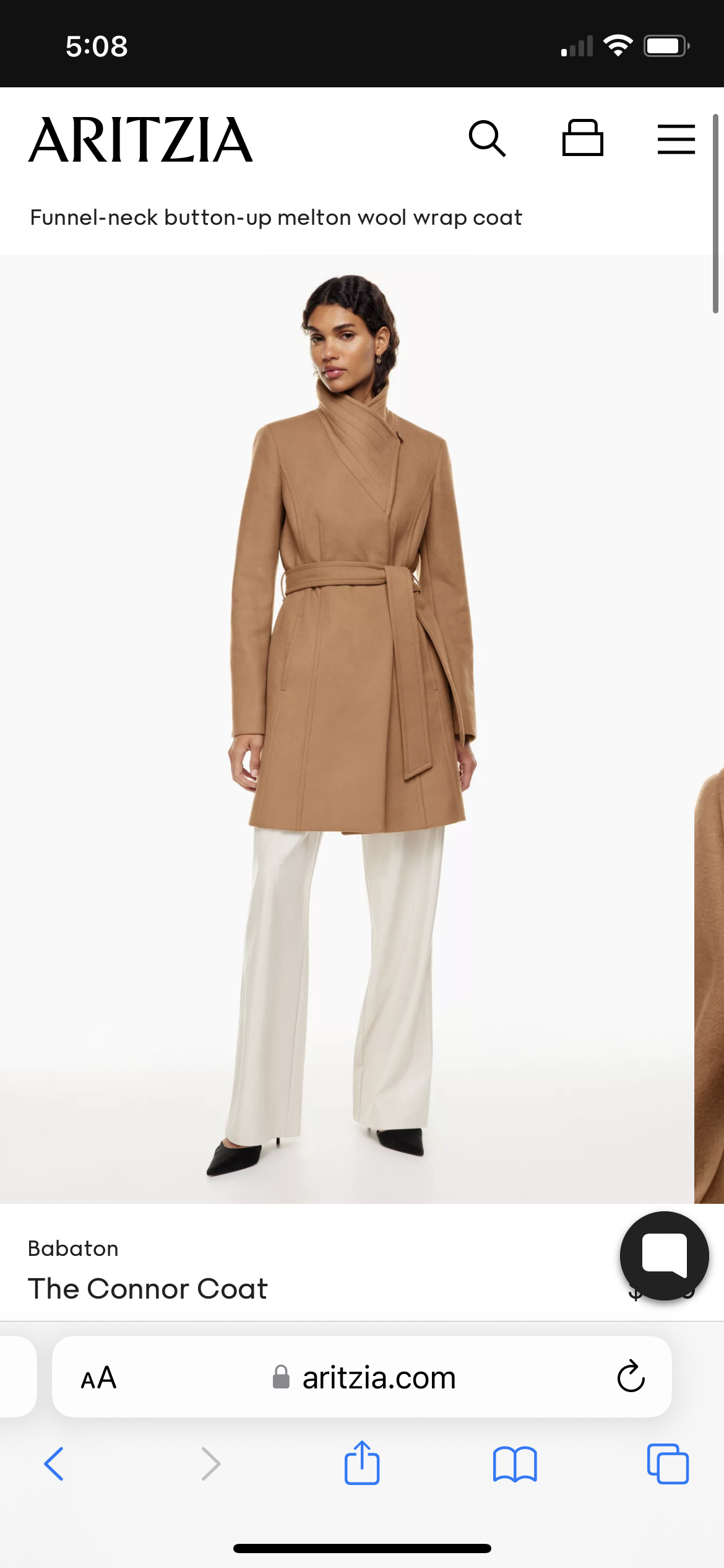 Aritzia connor coat in camel colour. - photo 2