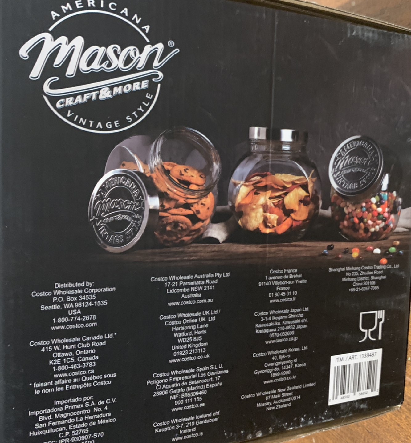 Set of 3 Tilted Antique Style glass jar - Mason Craft & More image indicator(3)