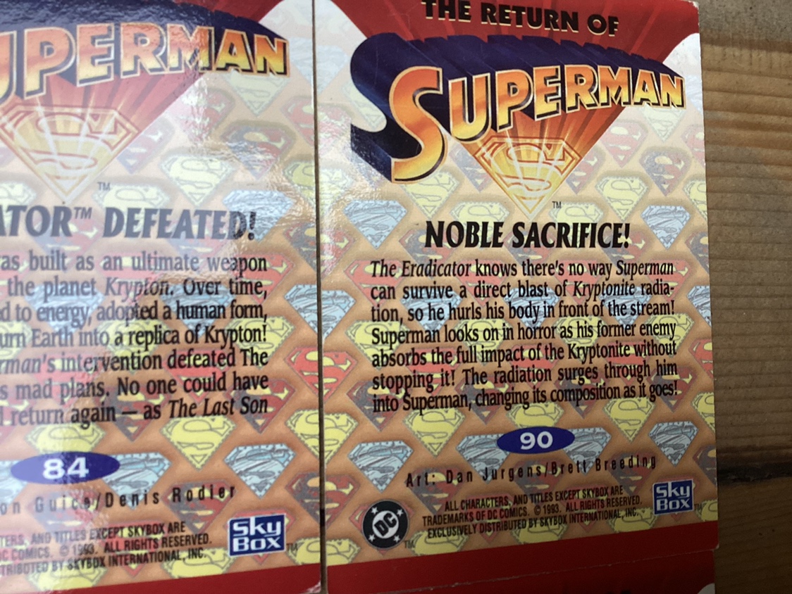 1993 THE RETURN OF SUPERMAN trading cards 35. 37, 84, 90 ! image indicator(8)