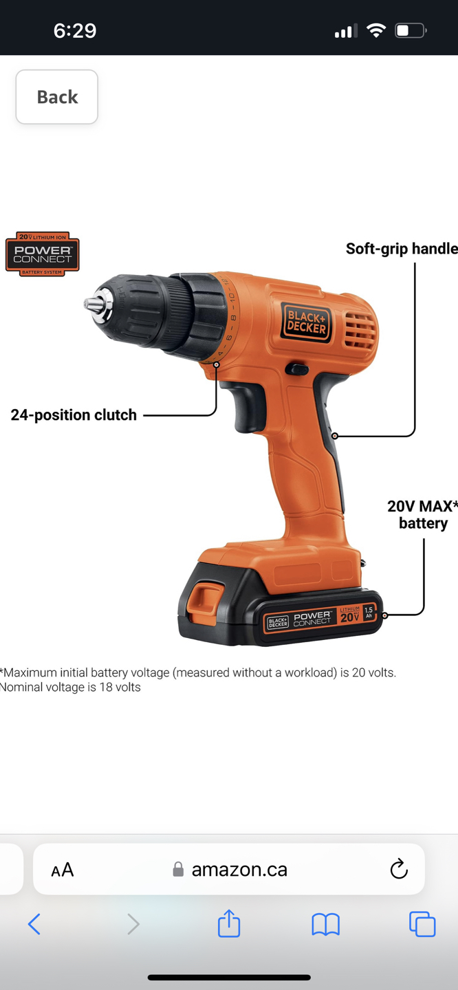 Black and Decker 20V Cordless Drill - photo 2