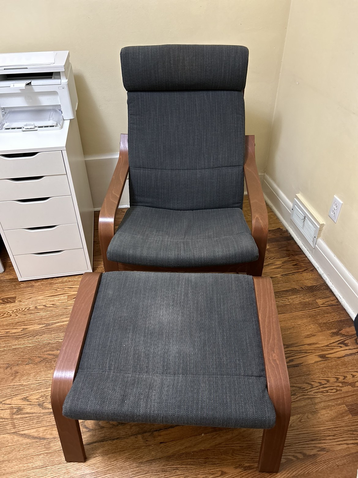 IKEA pohang armchair with foot stool