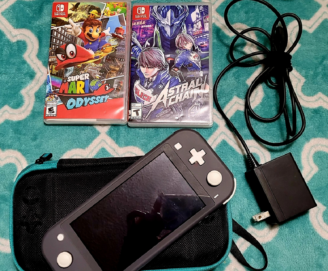 Grey Nintendo Switch Lite With Case And 2 Games!