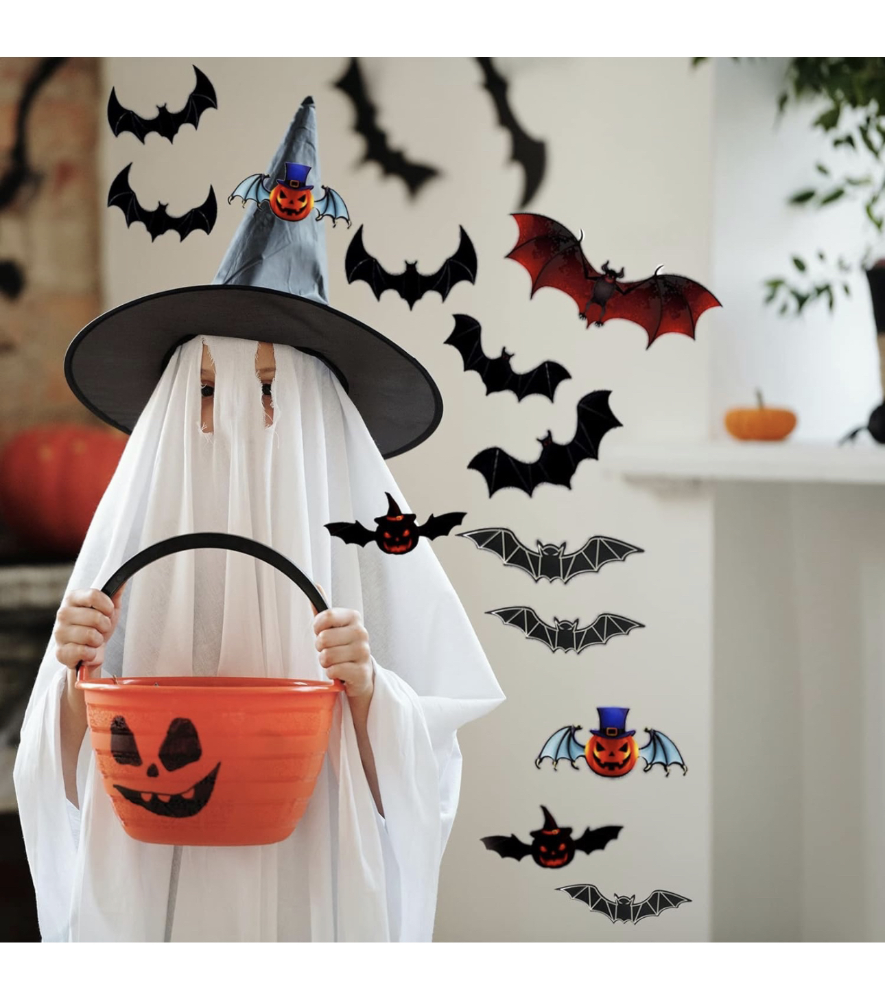 24PCSww Halloween Decoration 3D Bats Stickers image indicator(5)