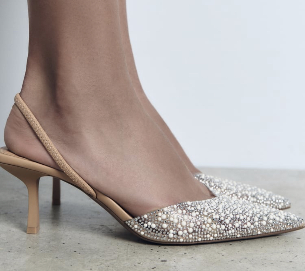 New Zara Pearl Heeled Slingbacks-41 - photo 5