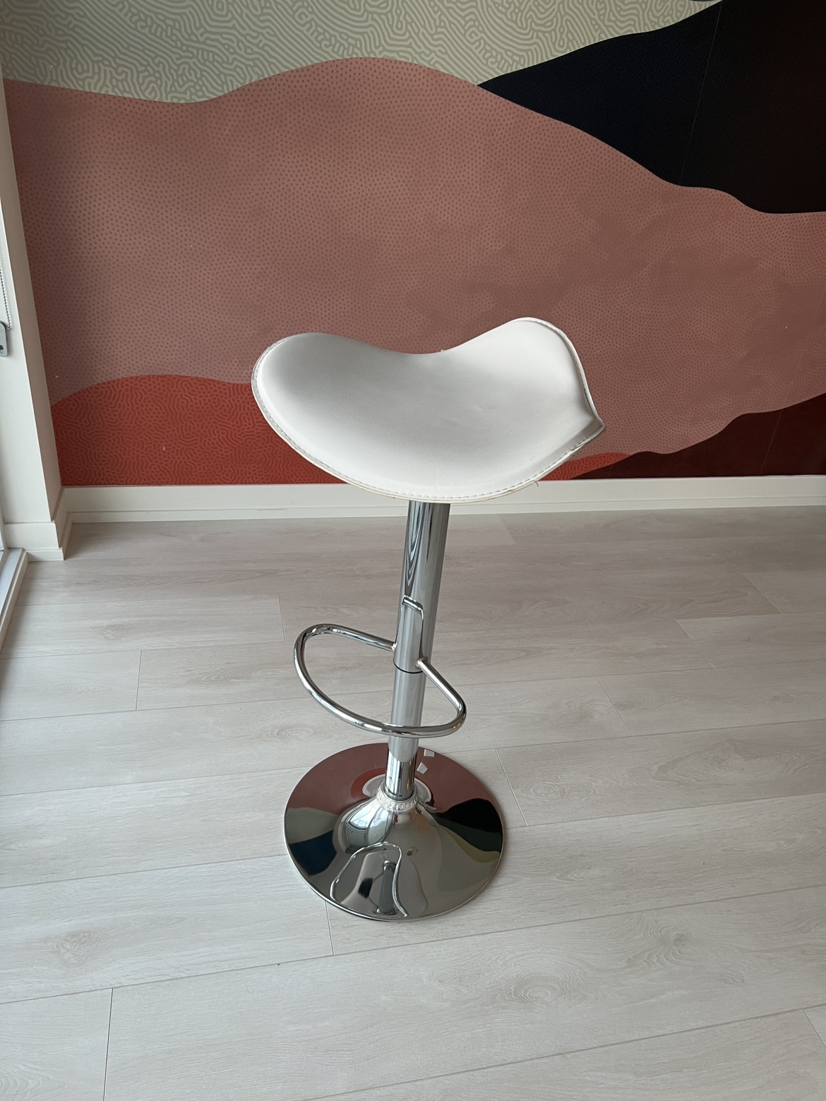 Adjustable White Bar Stool