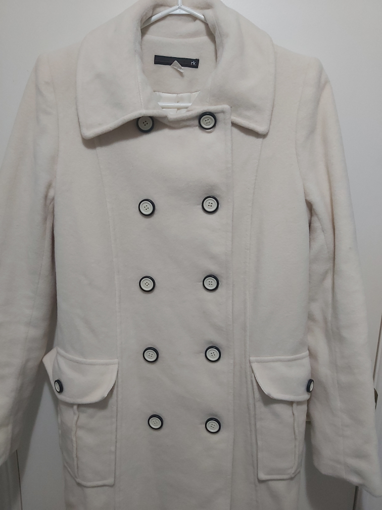 RK cashmere and wool beige trenchcoat, size large (L) image indicator(2)