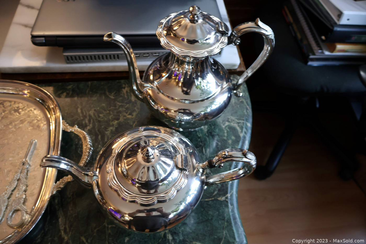Silver plate tea set - photo 4